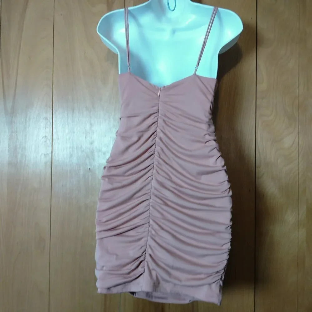Angel Biba Mini Ruched Cut Out Spaghetti Strap Dress Zip Back Size Medium